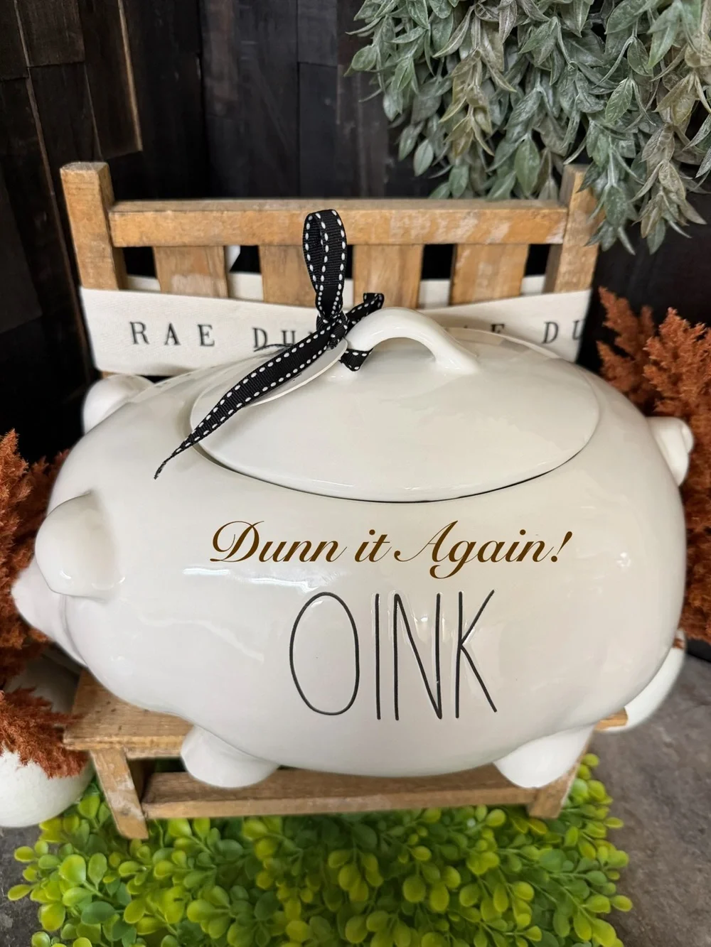 Rae Dunn White Ceramic Oink large canister